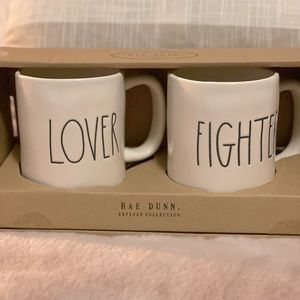 Rae Dunn 'LOVER' & 'FIGHTER' Mug Set